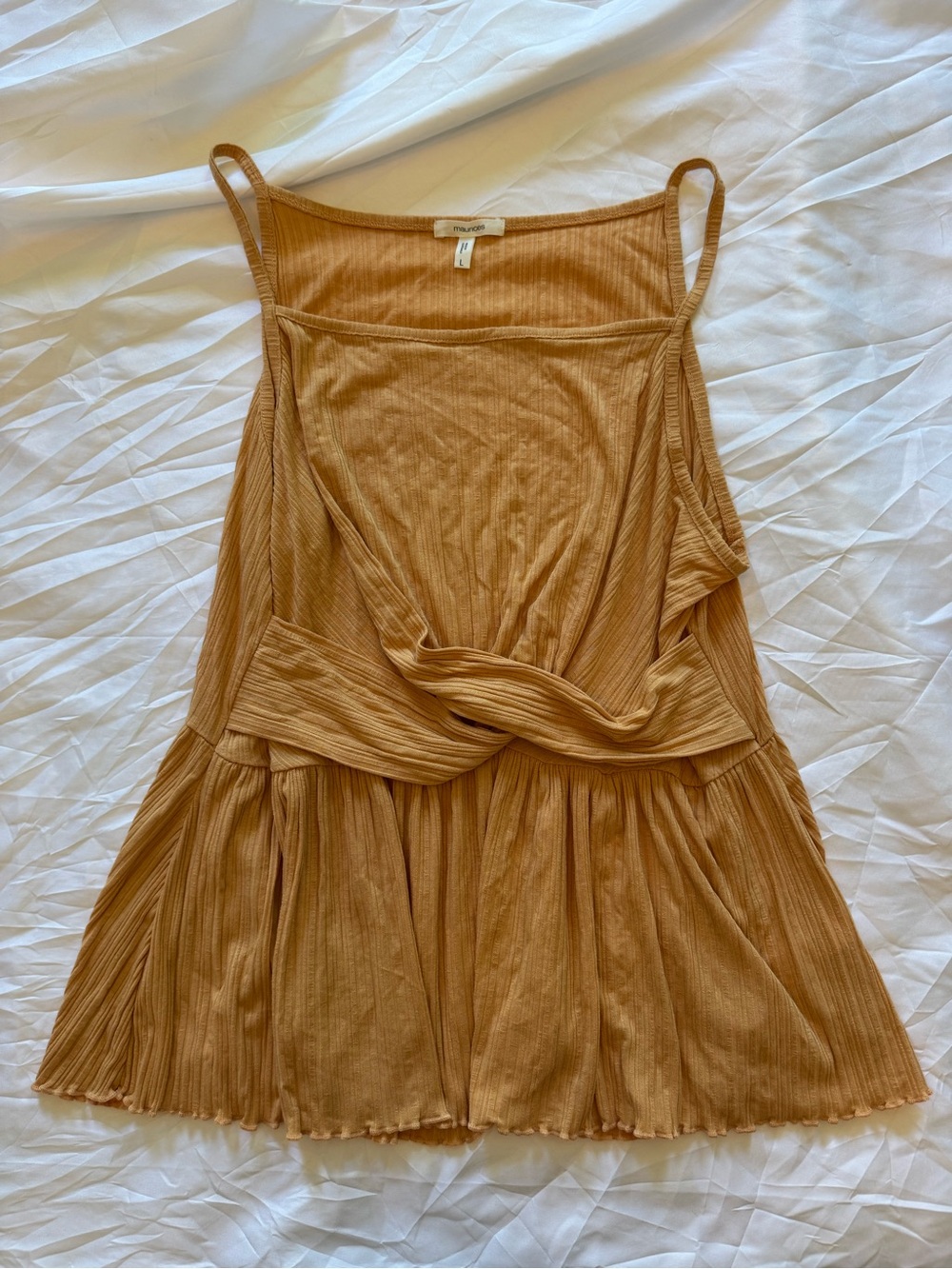 Maurices mustard yellow stretch twist front ribbed cami tank top size large